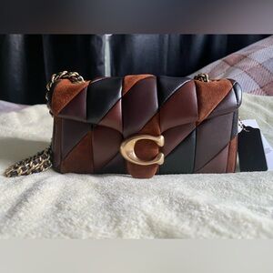 SOLD- Brown and Black Quilted Leather Shoulder Bag